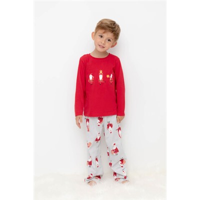 Пижама  для мальчика  К 1607/кармин,дед морозы с подарками