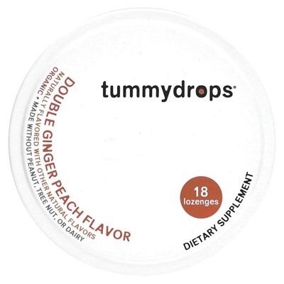 Tummydrops, Леденцы с двойным имбирем, персик, 18 леденцов