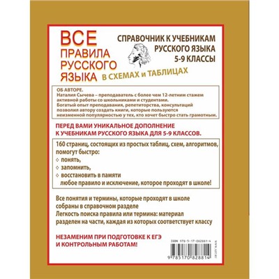 Справочник. Все правила русского языка в схемах и таблицах 5-9 класс. Сычева Н. В.