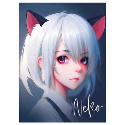 Блокнот А5 80л. на склейке "Neko" ("MESHU", MS_54401) матовая ламинация, тиснение фольгой