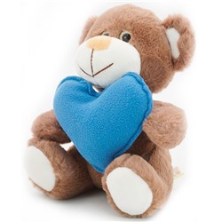 Мягкая игрушка Медвежонок Сильвестр шоколадный 20/25 см с голубым флисовым сердцем0913620-60 в Самаре