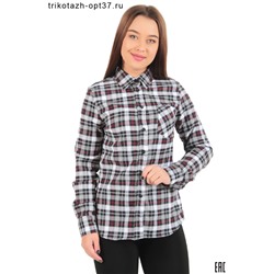 Рубашка в клетку теплая женская, фуле, модель Ф01
