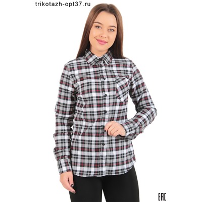 Рубашка в клетку теплая женская, фуле, модель Ф01