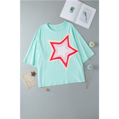 Moonlight Jade Colorblock Star Patch Plus Size Tunic