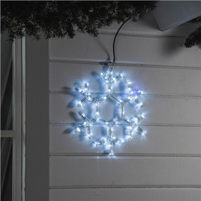 Светодиодная фигура «Снежинка», 39 см, дюралайт, 72 LED, 220 В, мерцание, свечение белый/синий