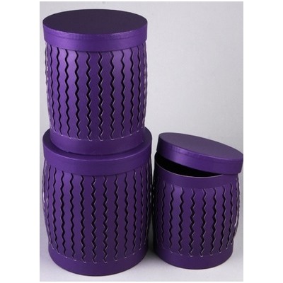 Коробка цилиндр набор из  3шт. 20х20х20см с дизайном фиолетовая
