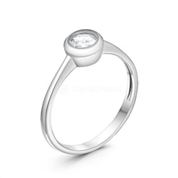 Кольцо из серебра с фианитом родированное 925 пробы 401012-060р