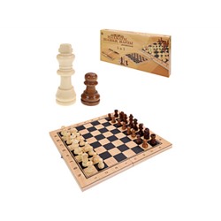 Игра 3 в 1 дерево (нарды. шашки. шахматы) (29х14.5х3 см) фигуры-дерево в коробке (Арт. ИН-4157)
