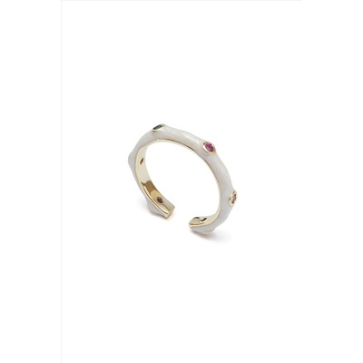 Кольцо женское разомкнутое с камнями украшение на палец регулируемое кольцо с эмалью "Игра теней" MERSADA #925620