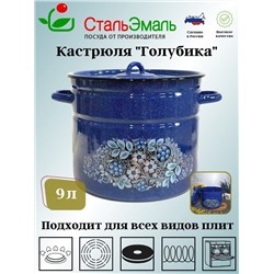 Кастрюля 9,0л 1с200/с син. с зерн. Голубика