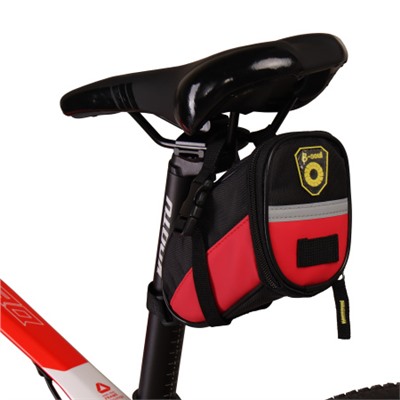Сумка велосипедная подседельная BICYCLE SOUL, материал оксфорд 1680D, отделение на молнии, застёжка фастекс, красная, 17х9.5х11.5см.