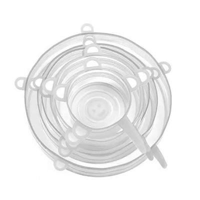 Набор силиконовых растягивающихся крышек для посуды 6шт круглые (d=7/9/11/14/16/20см.) (упак.пакет)
