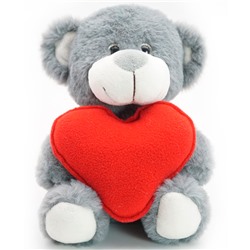 Мягкая игрушка Медвежонок Сильвестр серый 20/25 см с красным флисовым сердцем 0913920-44 в Самаре