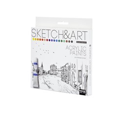 Краски акриловые SKETCH&ART 18 цв.  12 мл в коробке-пенале 70-0014