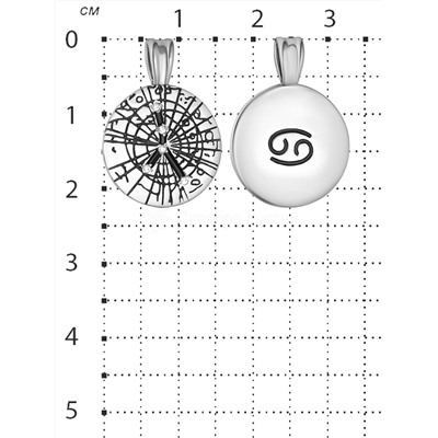 Подвеска кулон знак зодиака Рак серебро с фианитами и покрытием клиар талисман купить 925 пробы п066рч Рак