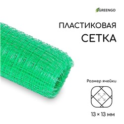 Сетка садовая, 1 × 10 м, ячейка ромб 13 × 13 мм, для птичников, пластиковая, зелёная, Greengo