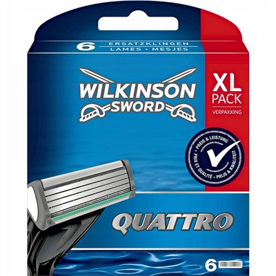 Кассеты для бритвы Schick (Wilkinson Sword) QUATTRO (6шт) (Старый дизайн)