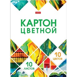 Картон цветной А4 10л 10цв 10Кц4к_30447 "Мозаика" склейка Хатбер