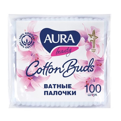 Ватные палочки Aura Beauty Cotton Buds, 100 шт.