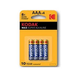 Батарейка KODAK MAX LR03-4BL (40/200/32000) (цена за 1 шт.)