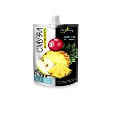 Смузи Фитнес BioNergy (клюква, ананас, яблоко, семена чиа, пребиотик) 120 г БЕЗ САХАРА САВА