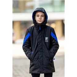 106-22о Куртка-парка для мальчика "Бобби", Черный/синий