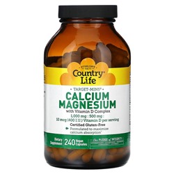 Country Life, Calcium Magnesium with Vitamin D Complex, 240 Vegan Capsules