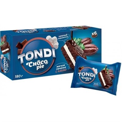 Печенье Tondi choco Pie с какао 180г/КДВ