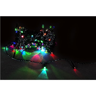 A-001A LED RGB гирлянда светодиодная 10м 100LED, зеленый провод