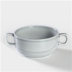 Чашка бульонная фарфоровая «Акварель», 380 мл, цвет светло-серый