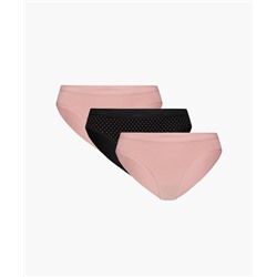 Трусы женские бикини Atlantic, набор из 3 шт., хлопок, светло-розовые + черные, 3LP-195