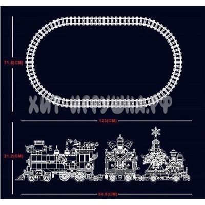 Конструктор Рождественский поезд 1296 дет. (свет, звук, имитация дыма, Р/У) 12012, 12012