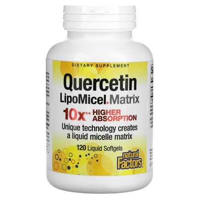 Natural Factors, Quercetin LipoMicel Matrix, 120 мягких таблеток