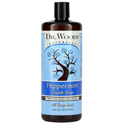 Dr. Woods, Кастильское мыло с перечной мятой и маслом ши, приобретенным по принципу справедливой торговли, 946 мл (32 жидк. Унции)