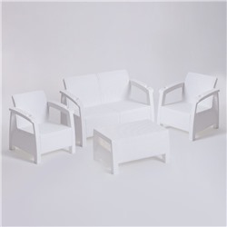 Набор садовой мебели: диван, 2 кресла, стол, белого цвета