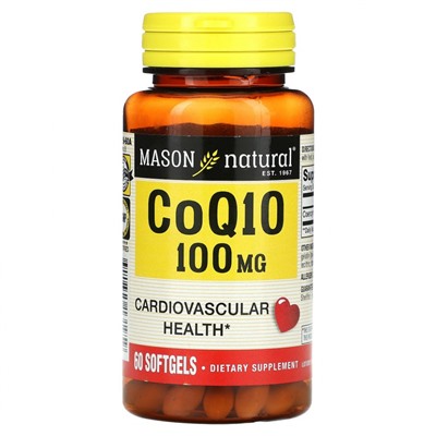 Mason Natural, Co Q10, 100 мг, 60 мягких таблеток