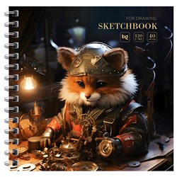 Скетчбук 170*170мм 40л., 120г/м, на гребне, карт.обложка "Steampunk. Fox" (Скв40гр_58079, BG)