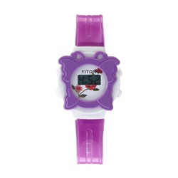 Часы наручные электронные детские "Бабочка", d-3 см, длина 19.5 см , микс