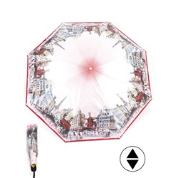 Зонт женский ТриСлона-L 3833 С,  R=58см,  суперавт;  8спиц,  3слож,  "Эпонж",  Париж розовый 247669