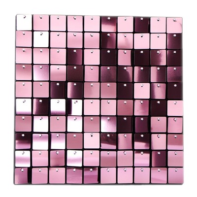 Декоративная панель c пайетками, Розовый, Металлик 30*30 см