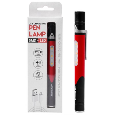 Фонарь универсальный COMIRON PEN RED корпус: жёсткий ABS, IPX5; свет: 1 XPG, 100lm, 5COB; аккум: 260 mAh, USB; красный /уп 60/