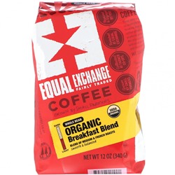 Equal Exchange, органический кофе, смесь для завтрака, цельные зерна, средняя и французская обжарка, 340 г (12 унций)