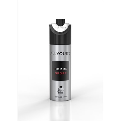 Дезодорант-спрей MILESTONE ALL YOUR'S HOMME SPORT (Allur Homme Sport Channel) MEN Perfumed Deodorant Парфюмированный для мужчин, 200 мл