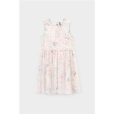 Платье  для девочки  КР 5734/светлый жемчуг,летний сад к383