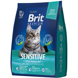 Brit Premium Cat Sensitive корм с индейкой и ягненком для кошек с чувствительным пищеварением