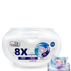 QINYI  Капсулы для стирки CLEAN 8X Антибактериальные 5 in 1  (36 штук)