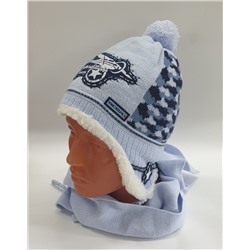 Комплект (шапка + шарф) 61-802, синий, голубой