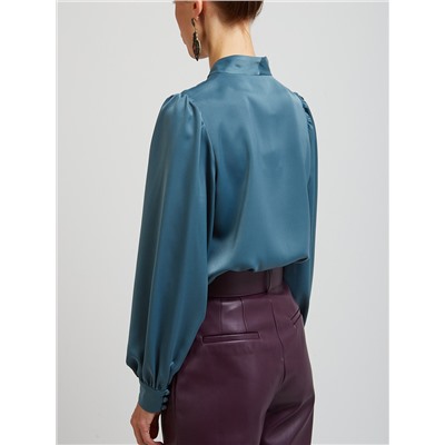 Блуза с вырезом сине-зеленая  OD-735-8