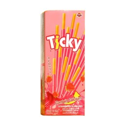Бисквитные палочки Ticky покрытые кремом из легкого клубничного йогурта Uni Firms | Юни Фирмы 20г