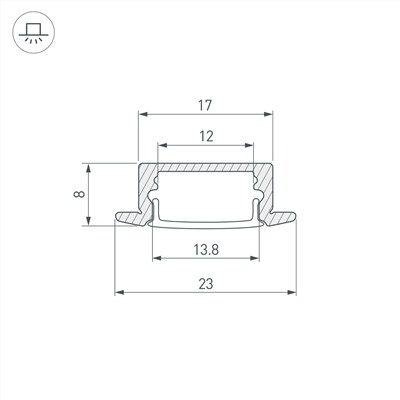 Профиль LINE-2308-F-2000 ANOD BLACK (Arlight, Алюминий)